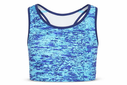 Front view of Souluxe girls’ blue basic tank, size 10-11, years