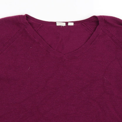 Close-up detail of H&M women’s purple knit jumper, size XS