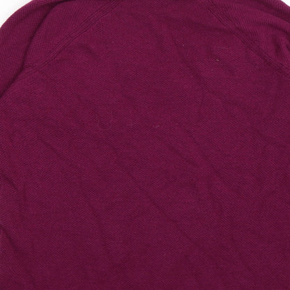 Brand and care label for H&M women’s purple knit jumper, size XS