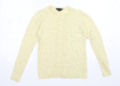 Additional front view of Dorothy Perkins women’s yellow striped knit jumper, size UK 8