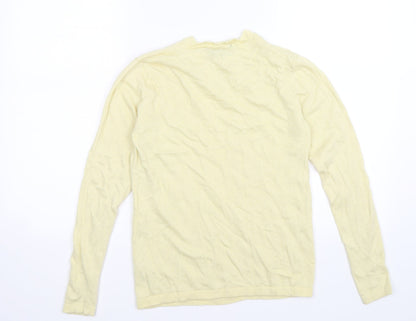 Back view of Dorothy Perkins women’s yellow striped knit jumper, size UK 8