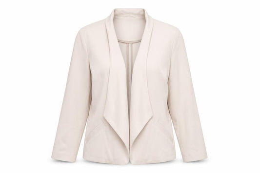 Front view of Dorothy Perkins women’s beige jacket blazer, size UK 12, - waterfall