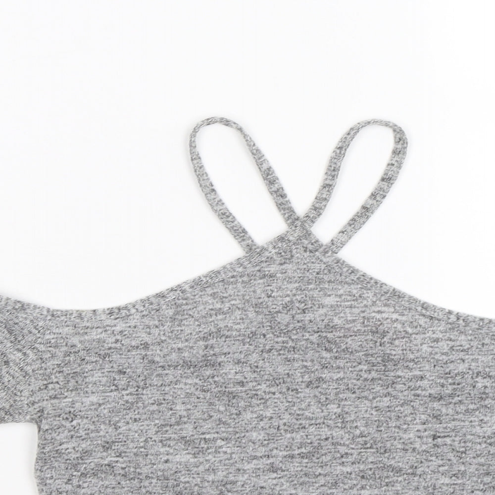Miss Selfridge Womens Grey   Cropped Tank Size 6  - cold shoulder