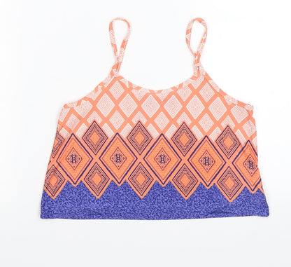 Back view of Boohoo women’s multicoloured geometric cropped tank, size UK 4
