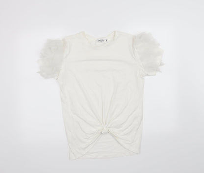 Additional front view of Yu & Me women’s white basic t-shirt, size M