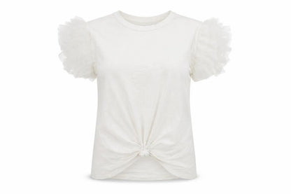 Front view of Yu & Me women’s white basic t-shirt, size M