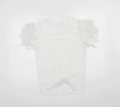 Back view of Yu & Me women’s white basic t-shirt, size M