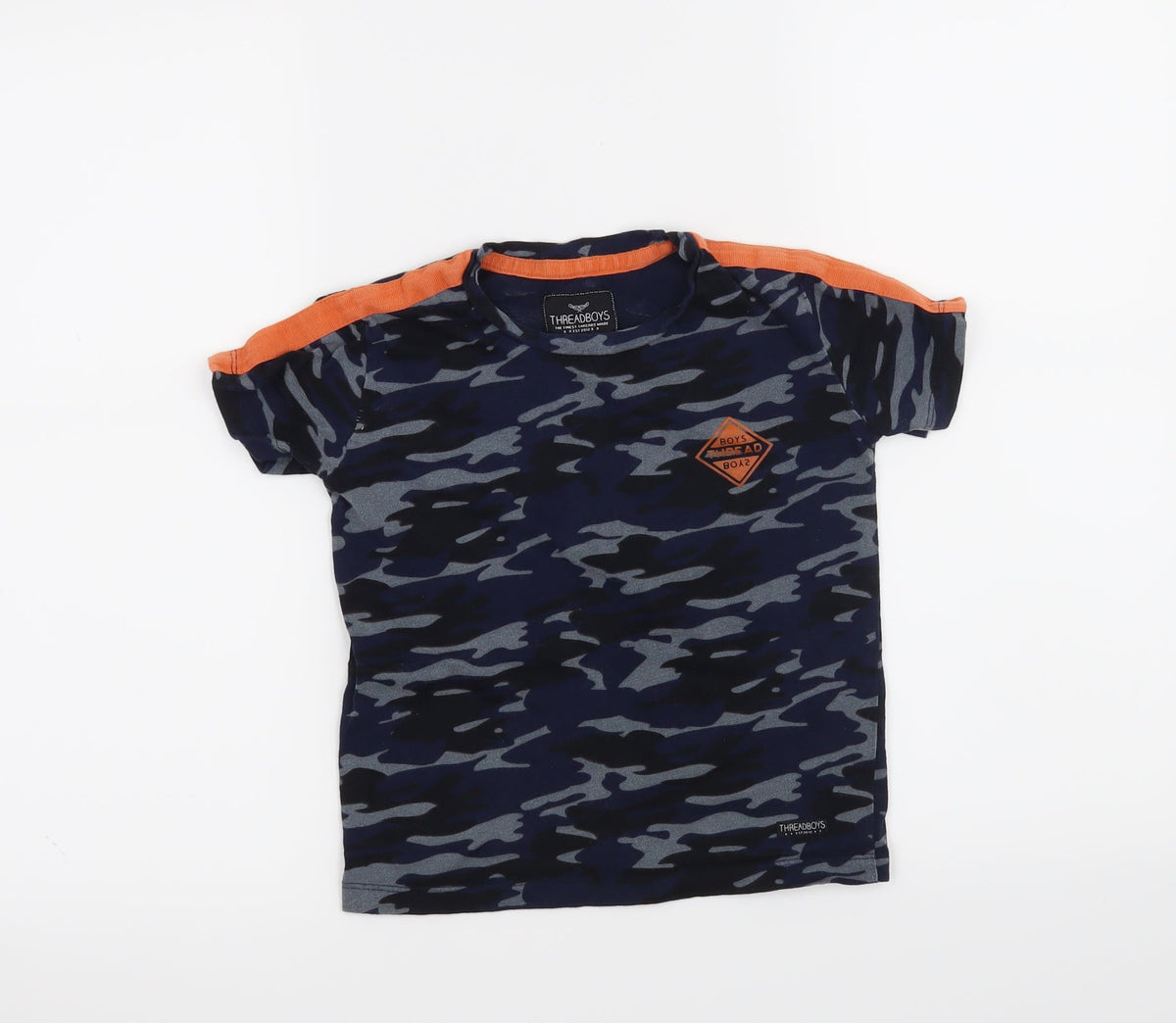 Threadboys Boys Blue Camouflage  Basic T-Shirt Size 5-6 Years