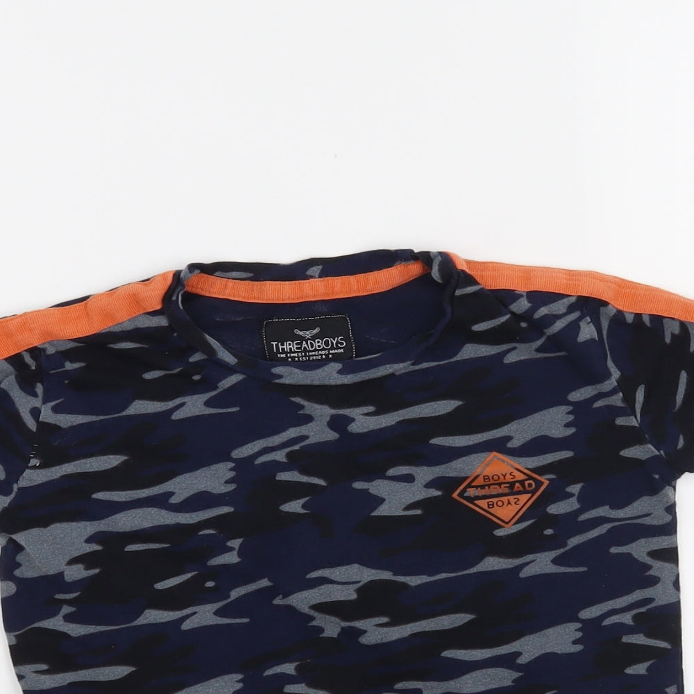 Threadboys Boys Blue Camouflage  Basic T-Shirt Size 5-6 Years