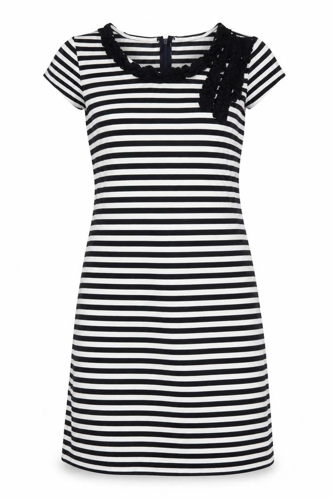Marks & Spencer Womens Black Striped  A-Line  Size 8