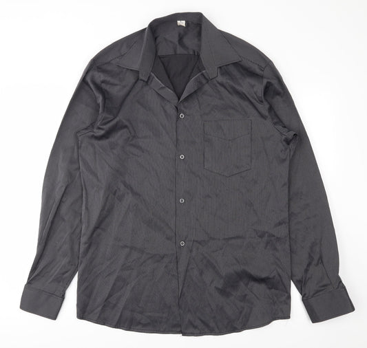 Preworn Mens Black Striped   Button-Up Size L