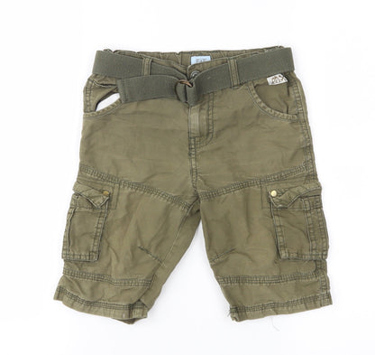 Front view of F&F boys’ green cargo shorts, size 5-6, years