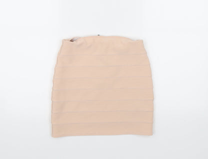 Additional front view of New Look women’s pink a-line skirt, size UK 8