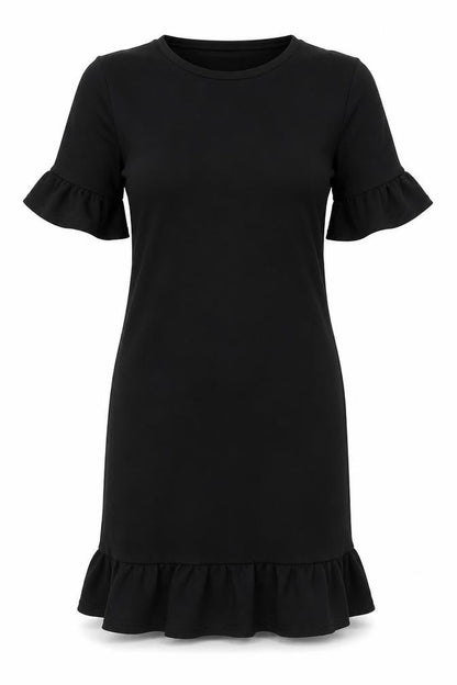 Front view of Missguided women’s black rayon bodycon, size UK 8