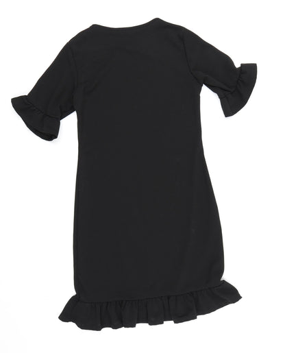 Back view of Missguided women’s black rayon bodycon, size UK 8