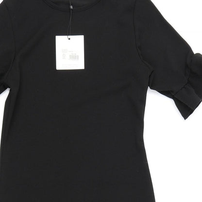 Close-up detail of Missguided women’s black rayon bodycon, size UK 8
