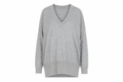 Front view of Topshop women’s grey knit jumper, size UK 8