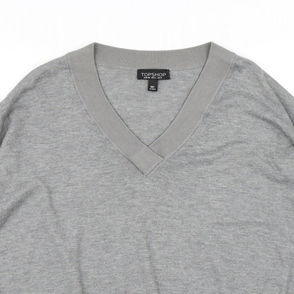 Close-up detail of Topshop women’s grey knit jumper, size UK 8