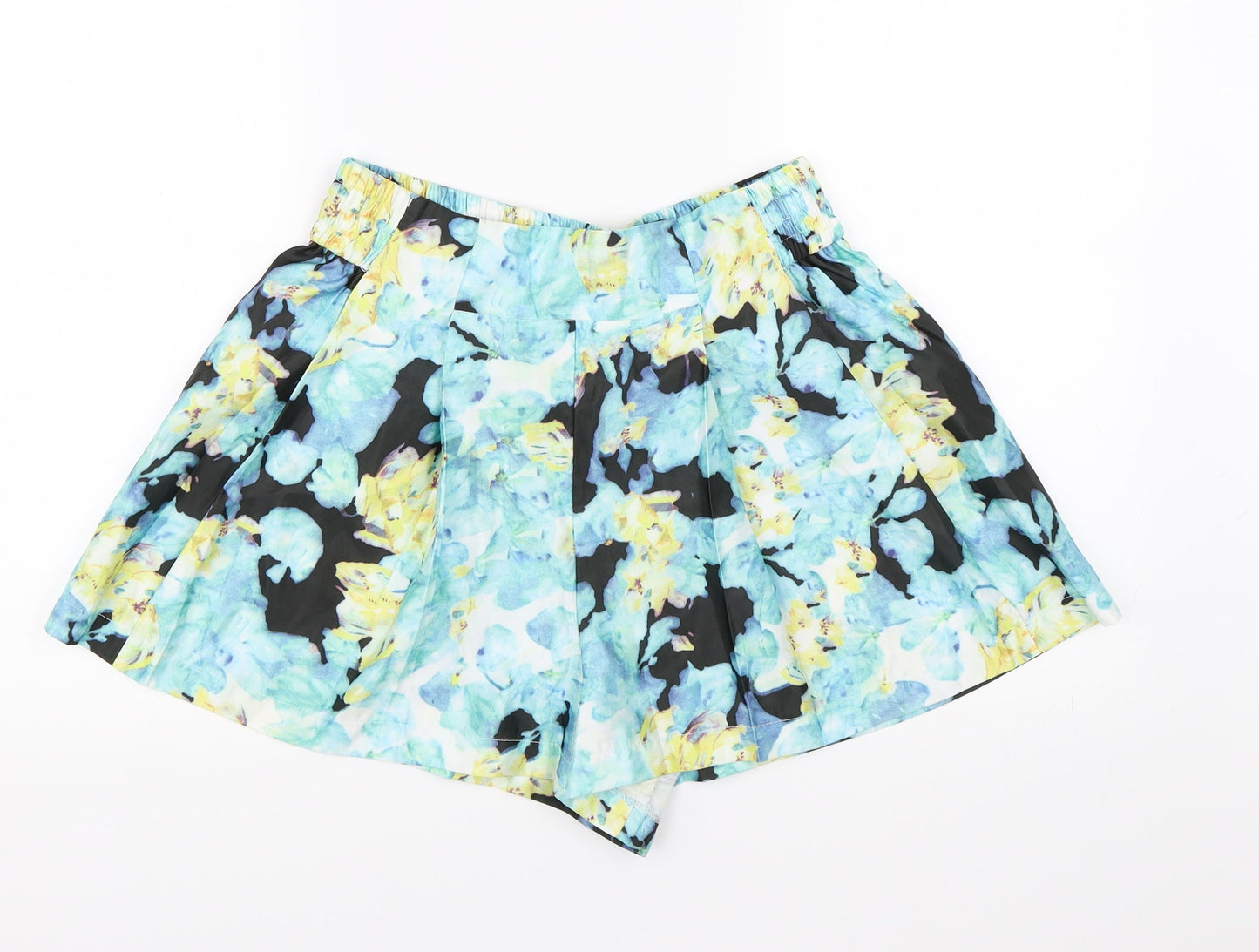 Preworn Womens Blue Floral  Paperbag Shorts Size L