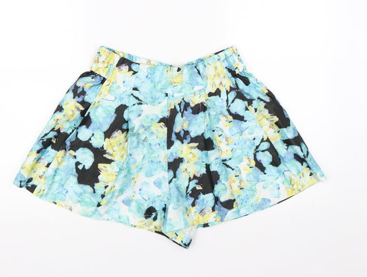 Preworn Womens Blue Floral  Paperbag Shorts Size L