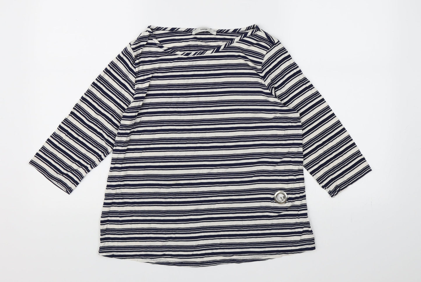 George Womens Blue Striped  Basic T-Shirt Size 10