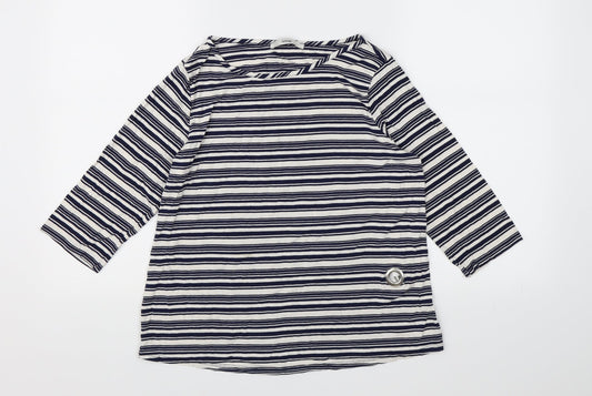 George Womens Blue Striped  Basic T-Shirt Size 10
