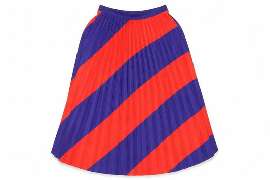 Front view of Bershka women’s multicoloured striped pleated skirt, size S