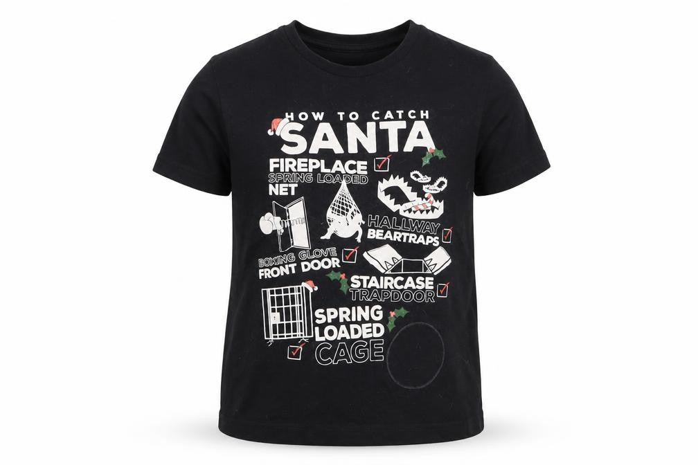 Primark Boys Black Batik  Basic T-Shirt Size 5-6 Years  - chrismtas