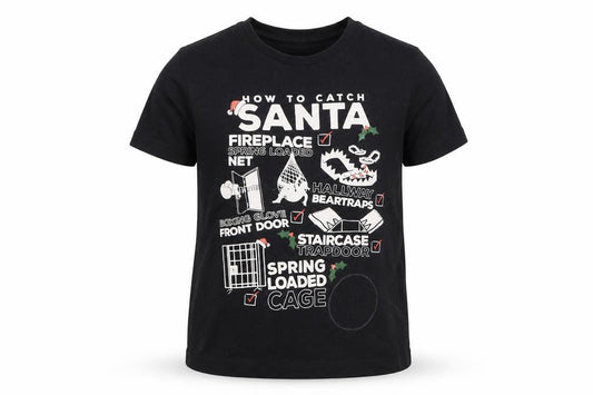 Front view of Primark boys’ black batik basic t-shirt, size 5-6, years - chrismtas