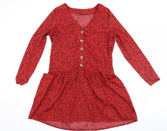 influence Womens Red Floral  Skater Dress  Size 10