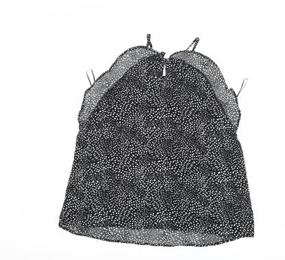 Back view of H&M women’s black polka dot camisole tank, size UK 12