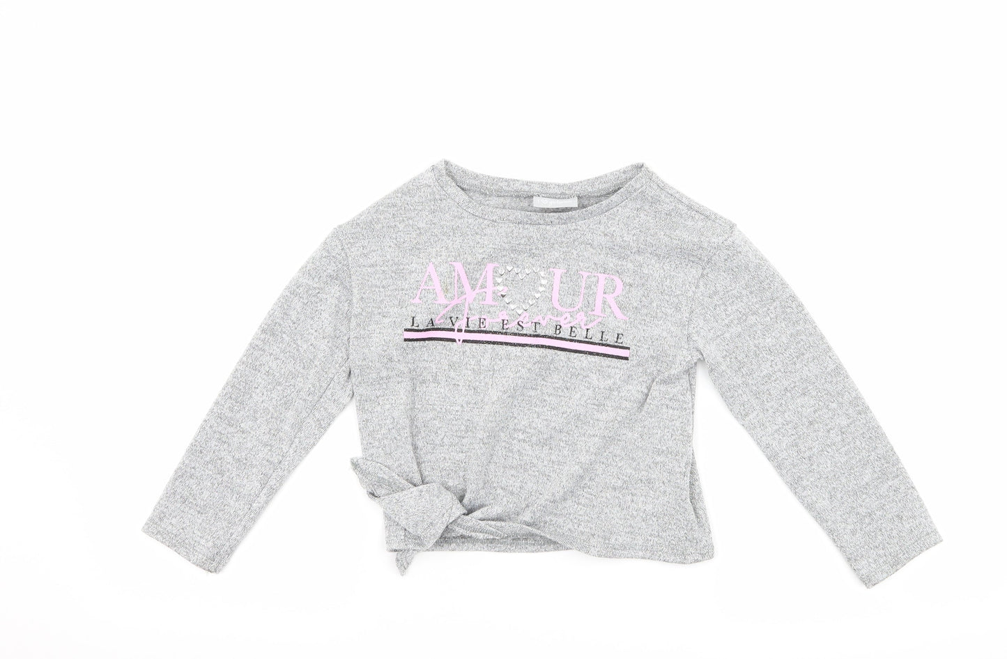 Matalan Girls Silver   Basic T-Shirt Size 5 Years  - amour