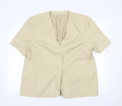 Additional front view of C&A women’s beige jacket blazer, size UK 24, - shoulder pads