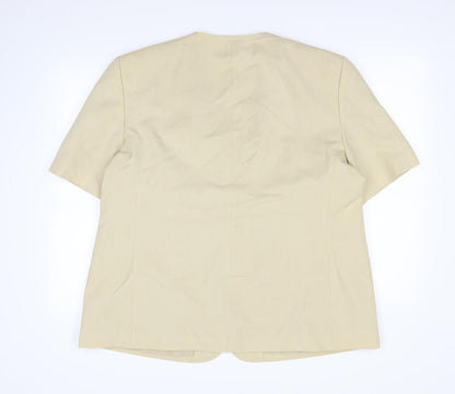 Back view of C&A women’s beige jacket blazer, size UK 24, - shoulder pads