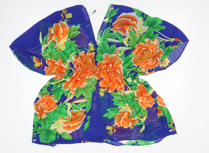 Back view of Cameo Rose women’s multicoloured floral basic blouse, size UK 10