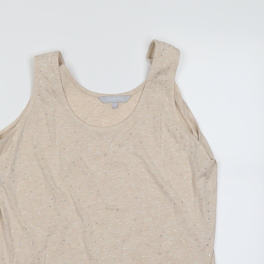 Redherring  Womens Beige Polka Dot  Basic Tank Size 16