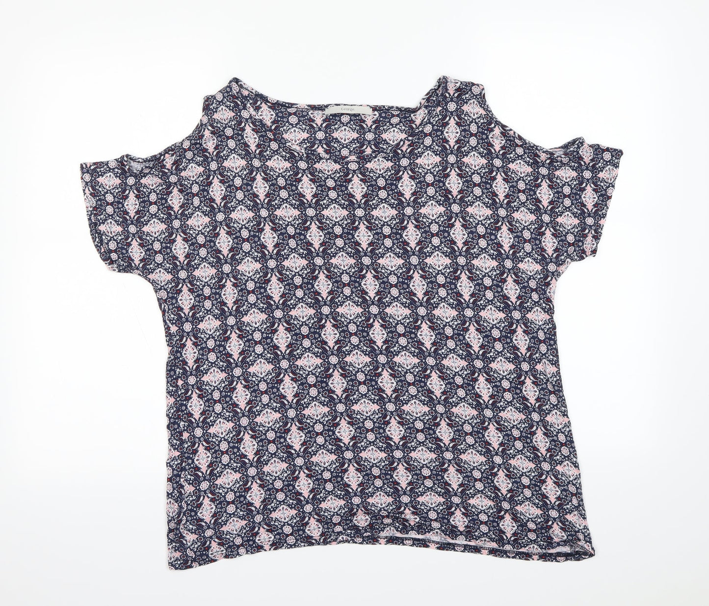 George Womens Ivory Geometric  Basic T-Shirt Size 14