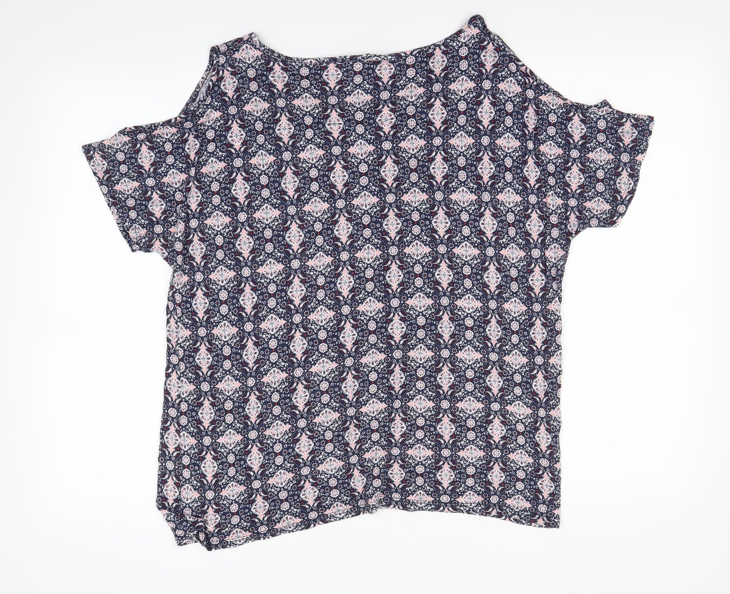 George Womens Ivory Geometric  Basic T-Shirt Size 14