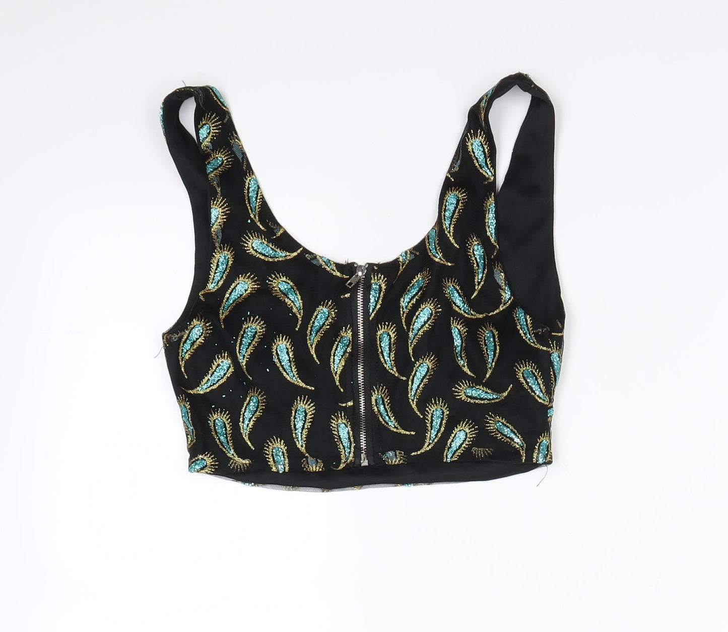 Preworn Womens Black Animal Print  Cropped Tank Size S