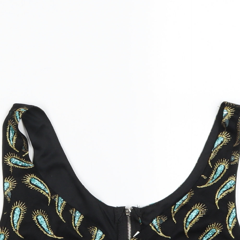 Preworn Womens Black Animal Print  Cropped Tank Size S
