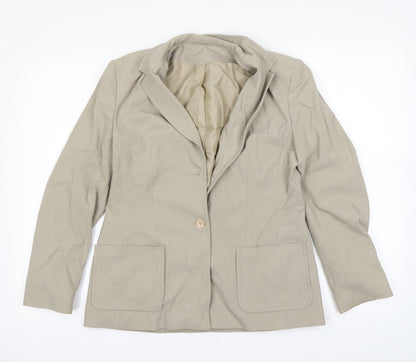 Additional front view of Debenhams women’s beige ikat jacket blazer, size UK 12