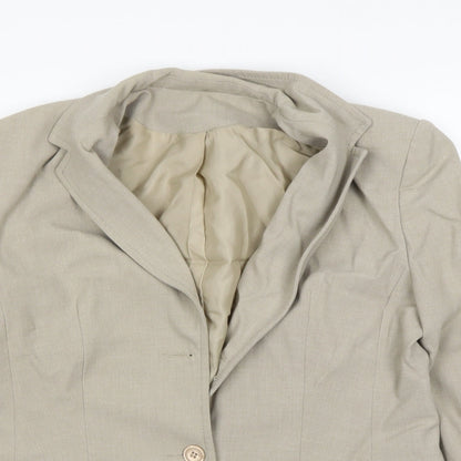 Close-up detail of Debenhams women’s beige ikat jacket blazer, size UK 12