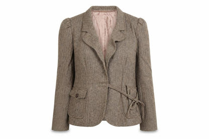 Front view of Next women’s beige jacket coatigan, size UK 14