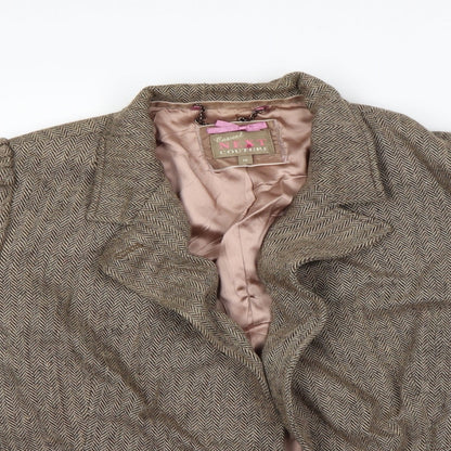 Close-up detail of Next women’s beige jacket coatigan, size UK 14
