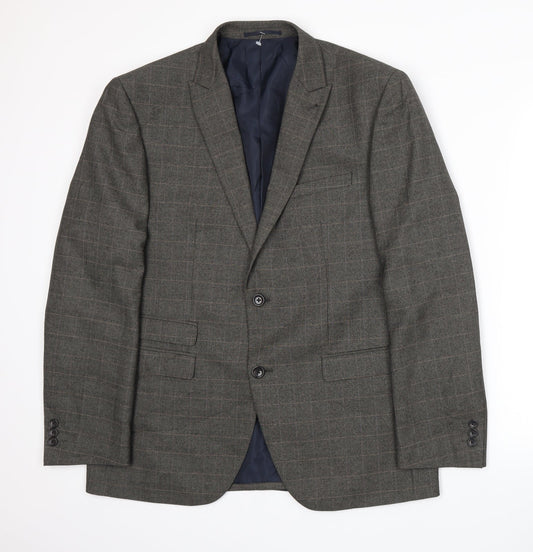 NEXT Mens Grey Plaid  Jacket Suit Jacket Size L
