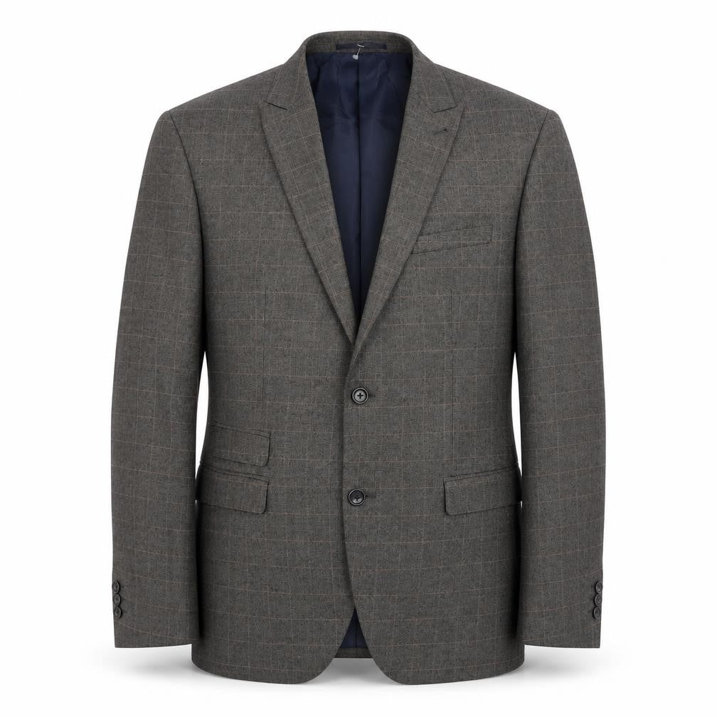 NEXT Mens Grey Plaid  Jacket Suit Jacket Size L
