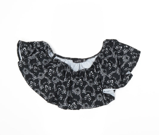 #LOTD Womens Black Paisley  Cropped T-Shirt Size 8