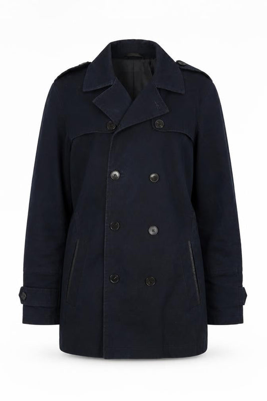 Front view of River Island women’s blue overcoat coat, size S