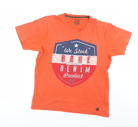 Bare Denim Mens Orange    T-Shirt Size L