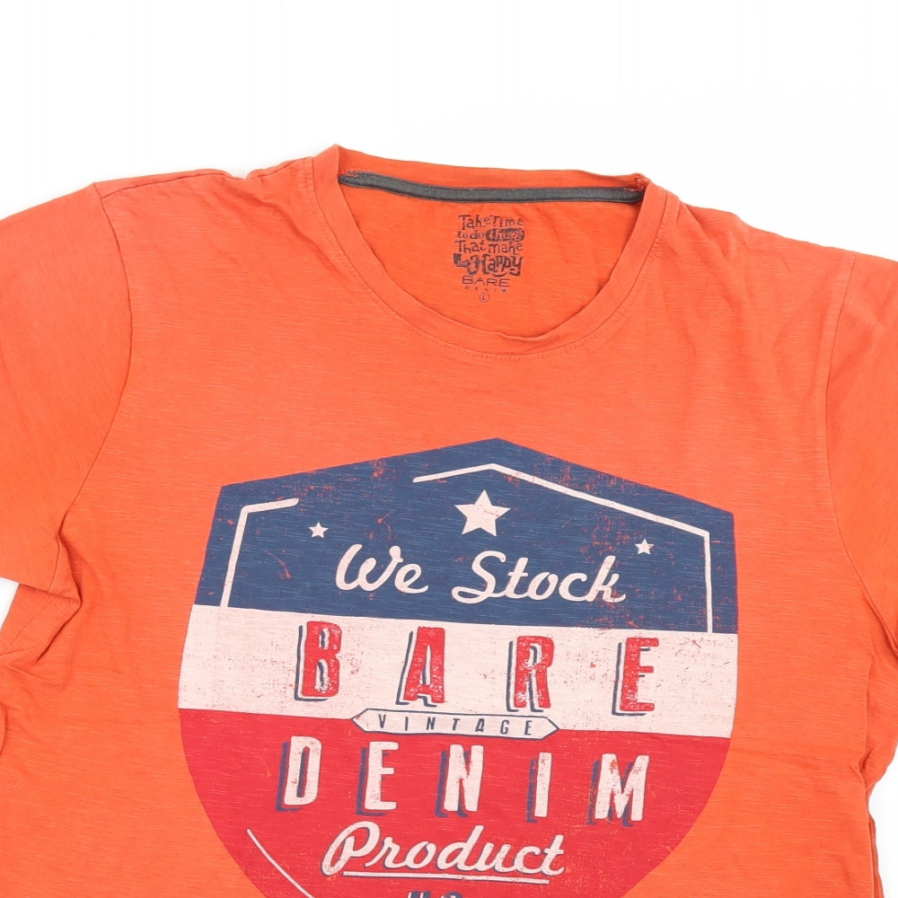 Bare Denim Mens Orange    T-Shirt Size L